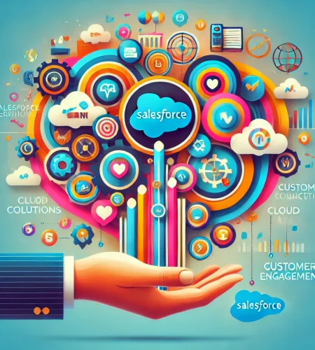 DALL·E 2025-02-20 15.13.41 - A colorful and visually attractive business infographic representing Salesforce services. The image should include elements such as CRM solutions, clo